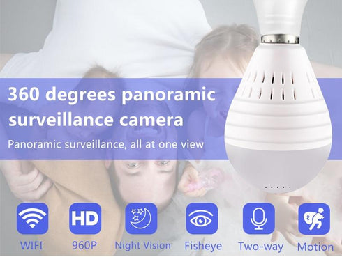 Qamera One - 360° Panoramic Light Bulb IR Camera